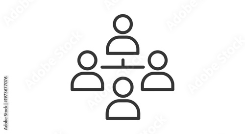 teamwork and collaboration icon of four people connected in a network symbolizing business team organization and community
