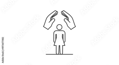 protection and care for a female figure symbolized by hands representing safety security and human rights ideal for social issues.