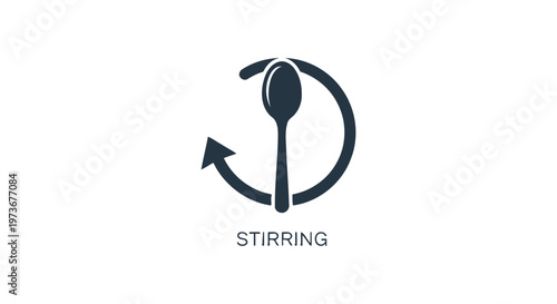 stirring spoon icon a simple black and white vector symbol for culinary instructions and food preparation guides.