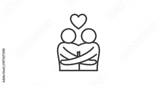 two people hugging love icon symbolizing friendship connection and emotional support perfect for concepts of relationships and empathy.
