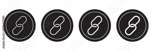 Link icon set. Internet URL or webpage url link icons. Chain, web address, internet shortcut, browser, external link, hyperlink navigation, webpage connection. Editable stroke