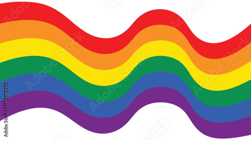 Vibrant waving rainbow flag with bright stripes of red, orange, yellow, green, blue, and purple, representing pride, equality, and diversity.