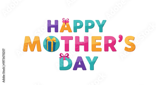 Happy Mothers Day Colorful Text.