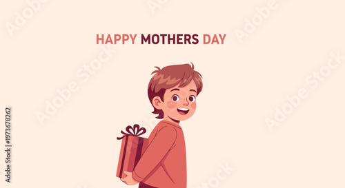 Boy Holding Gift Box Smiling.