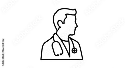 Doctor Icon Silhouette with Stethoscope, Medical Professional Symbol
