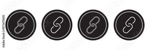 Link icon set. Internet URL or webpage url link icons. Chain, web address, internet shortcut, browser, external link, hyperlink navigation, webpage connection. Editable stroke