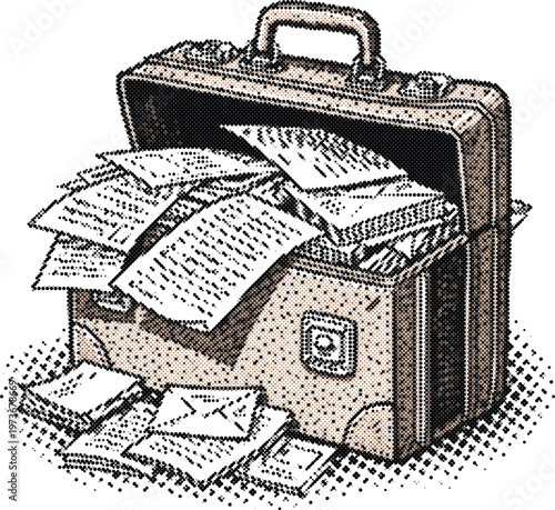 Briefcase money cash dollars wealth rich pop art vector sticker icon business finance