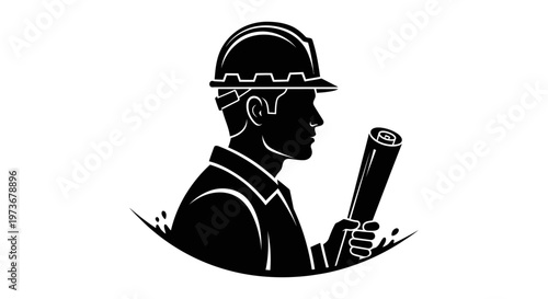 a professional male engineer or architect holding a blueprint symbolizing expertise and planning in the construction industry.