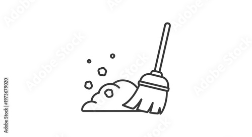 broom sweeping dust a domestic cleaning concept for household chores and hygiene