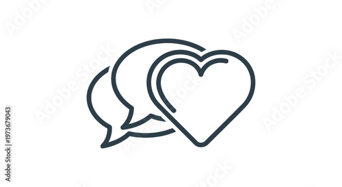 communication love relationship concept with speech bubbles and a heart icon for social media and dating apps.