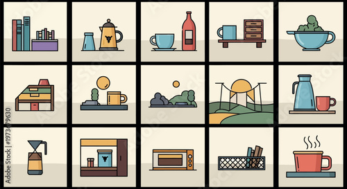 Coffee Cups and Brewing Devices.