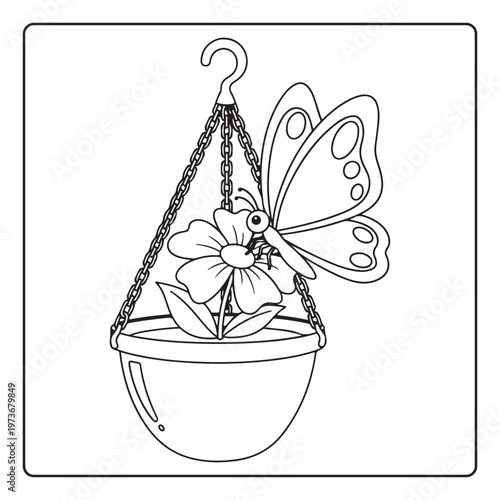 Spring Flowers & Butterfly Coloring Book