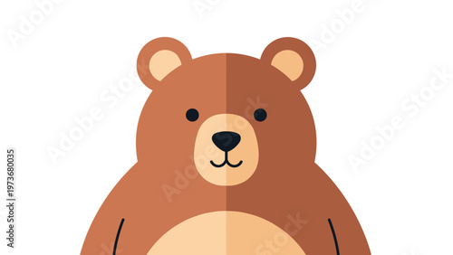 Cute cartoon bear head and torso illustration with brown fur representing wildlife and nature design elements.
