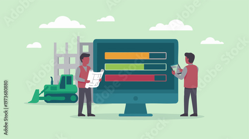 Construction Project Management with Digital Tools and Blueprints