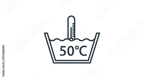 laundry care symbol indicating washing instruction for textile care showing a 50 degrees celsius wash tub icon.