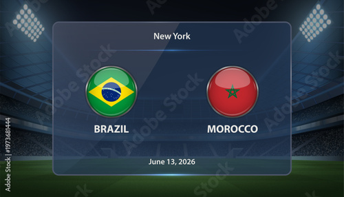 Brazil vs Morocco Soccer Match Scoreboard