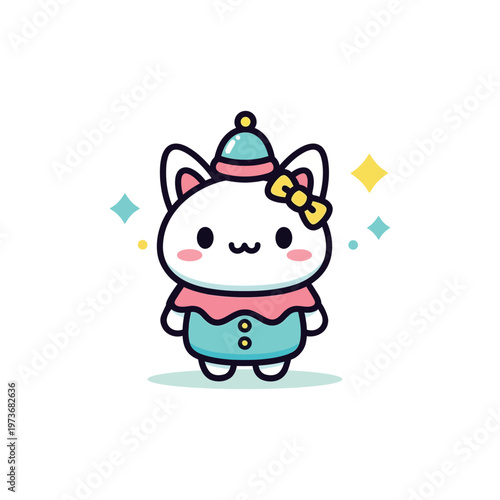 Cute cartoon cat in costume.