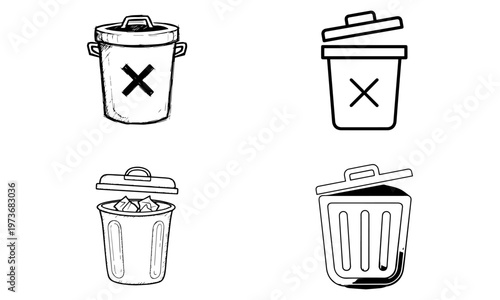 delete bin outline icon collection