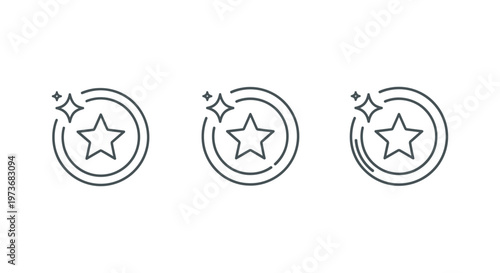 premium quality star icon set for web ui ux design symbolizing best choice and top rating on white background.