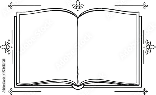 Book Outline Line Art border  Vector Illustration