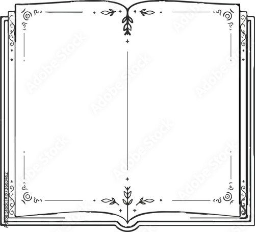 Book Outline Line Art border  Vector Illustration