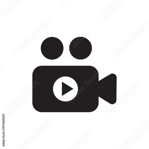 Black solid icon for video camera
