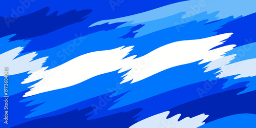 Abstract blue and white acrylic painting on canvas texture banner background.
