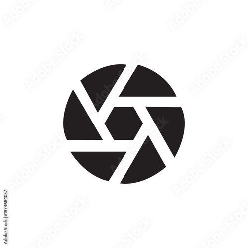 Minimalist Camera Shutter Aperture Flat Vector Icon
