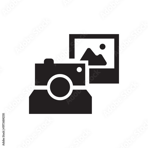 Instant camera icon vector illustration retro photo photography design eps silhouette
