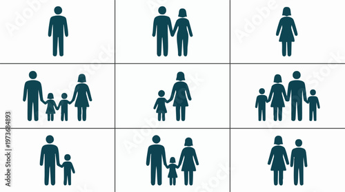 Family icons illustrating various demographics and relationships