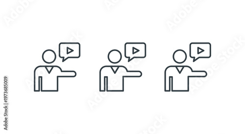 presentation video content concept with a speaker icon pointing to the right ideal for online education and e-learning tutorials.