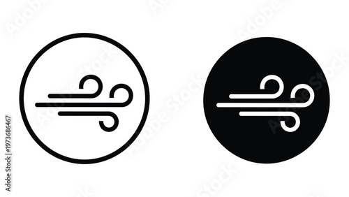 Contrasting weather icons depicting snow or cold wind against a light and dark background