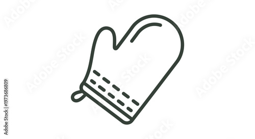 minimalist oven mitt illustration a simple line art kitchen glove for cooking and baking protection ideal for culinary safety concepts
