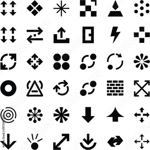 Collection of 50 black and white minimalist arrows