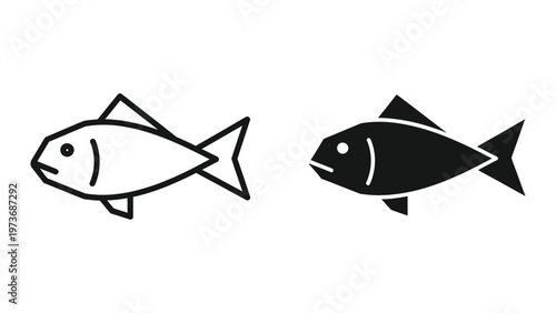 Contrast between simple and stylized fish illustrations