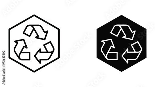 Contrasting recycling symbols on different background colors for eco-friendly awareness.