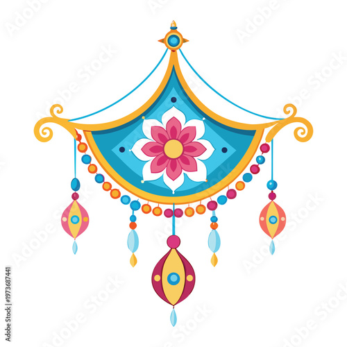 Indian Decorative Element With Flower And Beads