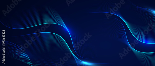 Abstract glowing wave background with futuristic light lines.