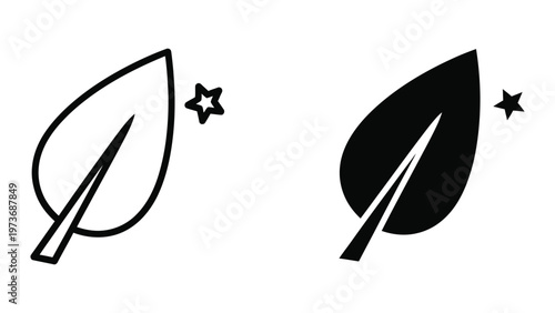 Contrasting leaves with stars representing light and shadow in nature