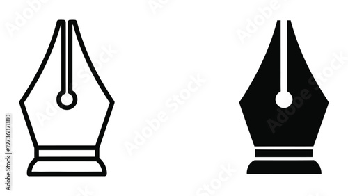 Comparison of traditional and modern fountain pen nib designs in silhouette