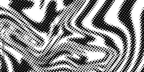 Background with irregular, chaotic dots, points, circle. Abstract monochrome pattern. Black and white color.