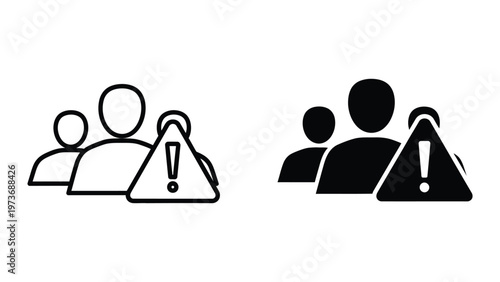 Contrast between anonymous and identified individuals with warning symbols
