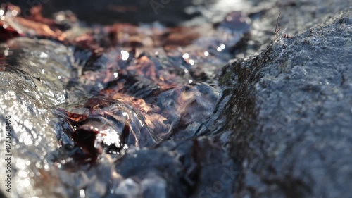 Stockholm, Sweden A detail of running water in a stream.  