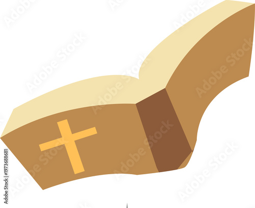 Open holy bible displays golden cross, symbolizing faith, devotion, sacredness during wedding ceremonies or religious events.