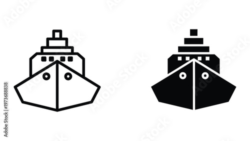 Comparison of two different ferry designs facing forward with distinct hull shapes and structures