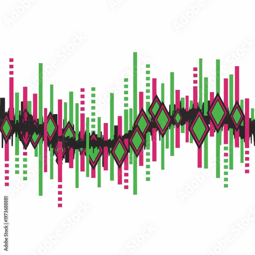 Colorful graphic design sound wave pattern.