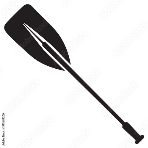 Black silhouette of a boat paddle or oar for water sports and outdoor recreation adventure