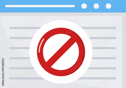 Website access denied illustration depicts digital restriction, error message, or blocked content concept.