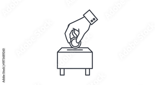 a hand dropping a coin into a donation box representing charity giving money and financial contribution concepts