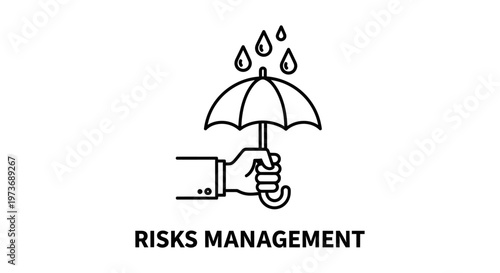 a hand holding an umbrella shielding from raindrops symbolizes effective risks management and protection strategy.